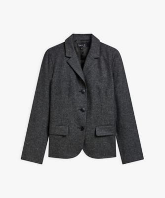 Agnès b. レザージャケット ダブルブレスト ブラック