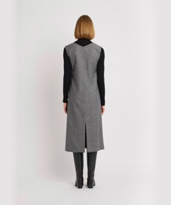 ウール ツイード Vネック ノースリーブ ワンピース ”Vika