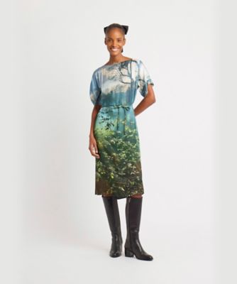 フォトプリント 半袖 ワンピース ”Jardin Brumeux