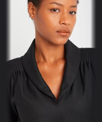 ウール Vネック 半袖 フレアドレス（ZF53UU83000