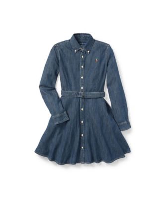 新品　RALPH LAUREN★ベルテッド コットン デニム シャツドレス160 ガールズ 7才～16才）ベルテッド コットン デニム シャツドレス