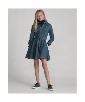 RALPH LAUREN★ベルテッド コットン デニム シャツドレス160 ガールズ 7才～16才）ベルテッド コットン デニム シャツドレス