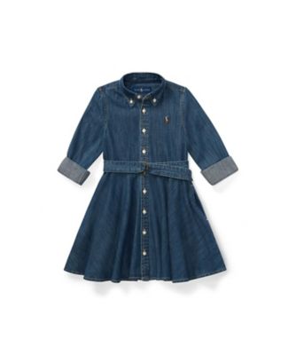 ガールズ 2才～6才）ベルテッド コットン デニム シャツドレス