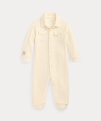 【美品】00’s Polo by Ralph Lauren コットンカバーオール ベビー）ワッフルニット コットン カバーオール