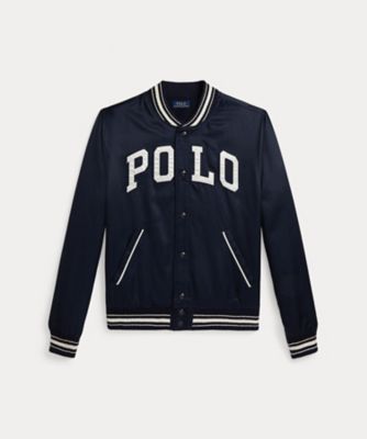 【USA製】Polo by Ralph Lauren XL ジャケット ボーイズ 8才～20才）ロゴ サテン ベースボール ジャケット