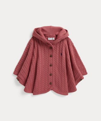 ベビー）ミニケーブル コットン フーデッド ポンチョ