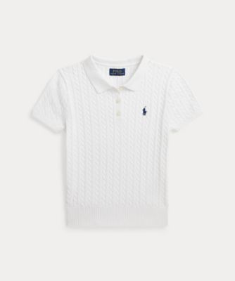 ガールズ 7才～16才）ミニケーブル コットン ポロ セーター