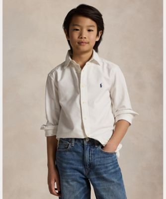 ボーイズ 8才～20才）ストライプド コットン オックスフォード