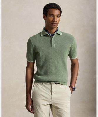 新作　MACHATT コットンポロニット POLO GOLF）ワッフルニット コットン ポロ セーター