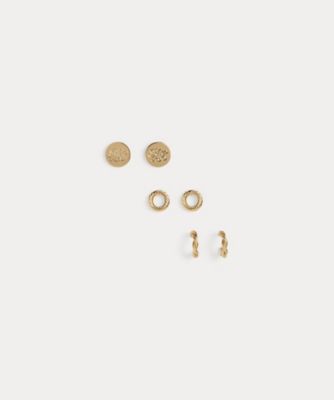 ゴールドプレーテッド ロープ ＆ ロゴ ピアス セット