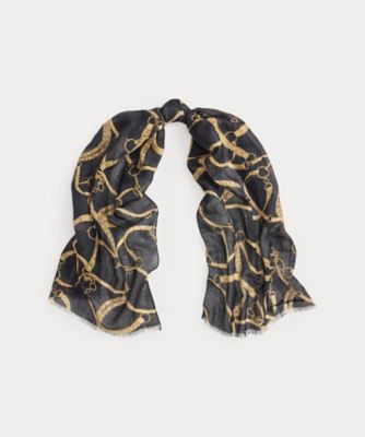 はなこ RALPH LAUREN/CHANELスカーフ ベルティングモチーフ リネンコットン ラップ スカーフ