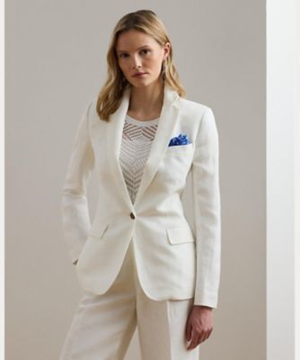 Ralph Lauren ラルフローレン スーツ リネン アイボリー イタリア製 リネンブレンド ツイル ブレザー（WMLROTWS6020243