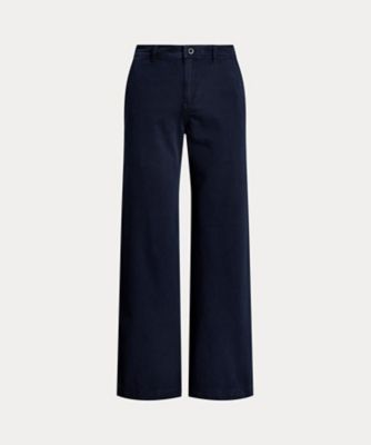 コットン ツイル ワイドレッグ パンツ