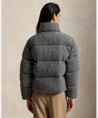 ケーブル ウールカシミヤ パッファー ジャケット