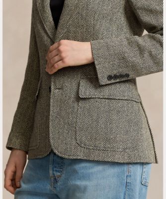 ヘリンボーン リネンブレンド ブレザー