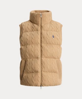 ケーブルニット ウールカシミヤ ジップ ベスト