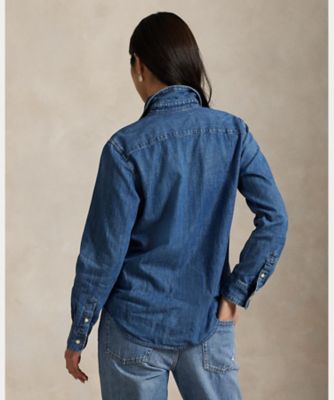 新品タグ付き Polo Ralph Lauren デニムシャツ レディースS スリム フィット デニム シャツ（WMPOSHTNDO20812