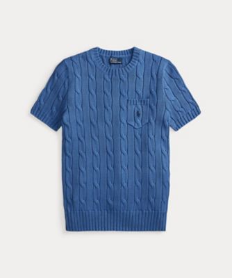 POLO by RALPH LAUREN コットンショートスリーブケーブルニット ケーブルニット コットン ショートスリーブ セーター