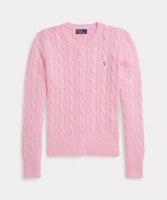 ケーブル コットン ショートスリーブ Polo カーディガン