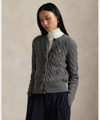 ケーブルニット ウールカシミヤ カーディガン