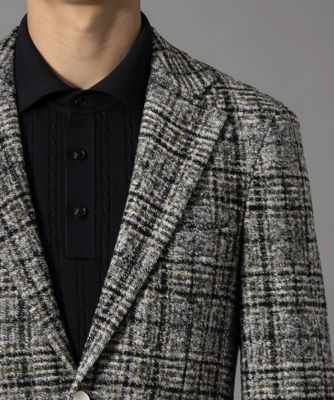 LUXE スマート ビズ ジャケット 単品 シルク混 グレンチェック シルク混ジャケット LUXE スマート ビズ ジャケット 単品 シルク