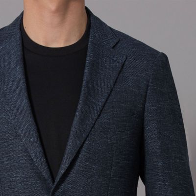 ダーバン D'URBAN リネン混ネイビーメッシュテーラード