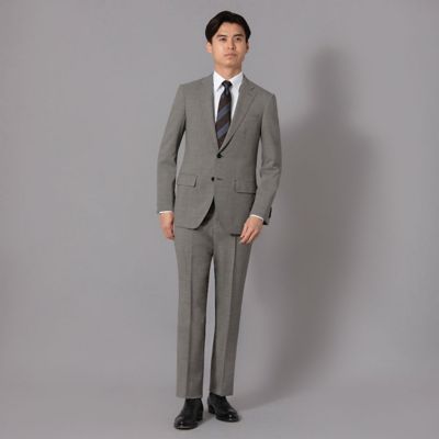 【美品】ダーバン モンスーン スーツ グレー　 AB6 日本製　背抜き　春夏 ダーバン D'URBAN MONSOON 千鳥チェックスーツ（背抜き