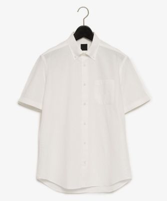 D’URBAN (Men)/ダーバン シアサッカーホワイト無地シャツ（ショートスリーブ）（１６０５２２２６５１）