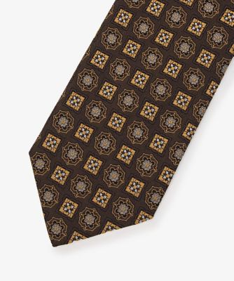ダーバン D'URBAN オレンジ×ブラウン レトロモチーフネクタイ