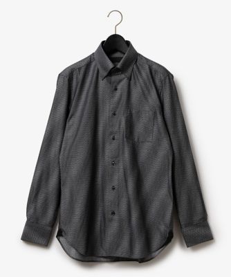 ＜D’URBAN (Men)＞グレー変形ヘリンボンドレスシャツ（スナップダウン）（１６０５４２１３３８）