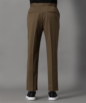 ダーバン D'URBAN ツイル無地キャメルテーパードパンツ