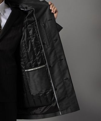 【美品】D'URBAN ダーバン　 カシミア混　ステンカラーコートＸＬ　ブラック ダーバン D'URBAN シルク混メランジカルゼステンカラーコート