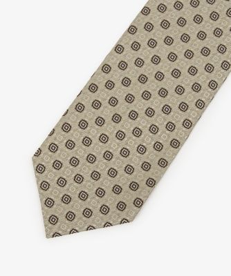 ホリデー&ブラウン 小紋柄タイ ネクタイ グレー×ブラウン系 Italy製 美品 ネクタイ HOLLIDAY＆BROWN プリントヴィンテージ