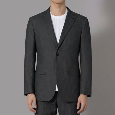 ダーバン D'URBAN ストレッチ麻混シャンブレーヘリンボン