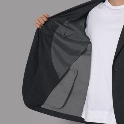 ダーバン D'URBAN ストレッチ麻混シャンブレーヘリンボン