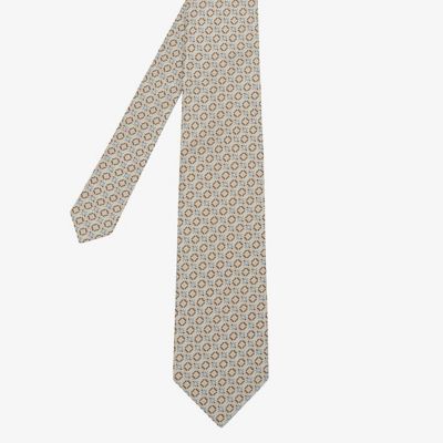 ＜D’URBAN (Men)＞ダーバン　Ｄ’ＵＲＢＡＮ　ライトベージュブロックモチーフネクタイ　（ブルー）（１６０６２８０２０５）