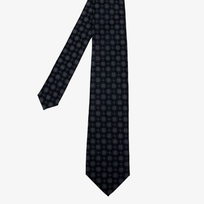 ＜D’URBAN (Men)＞ダーバン　Ｄ’ＵＲＢＡＮ　トーナルフラワージオメトリックネクタイ　（ネイビー）（１６０６２８０４０３）