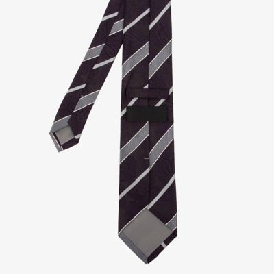 ペイズリー＆ダブルストライプ ネクタイ（レッド