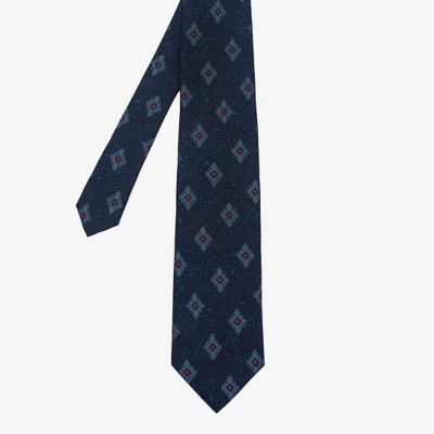 ＜D’URBAN (Men)＞ダーバン　Ｄ’ＵＲＢＡＮ　ネイビーペイズリーレイヤードネクタイ　（ブルー）（１６０６２８０５０７）