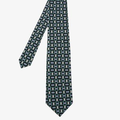 ＜D’URBAN (Men)＞ダーバン　Ｄ’ＵＲＢＡＮ　ブライトトーンジオメトリックネクタイ　（カーキ）（１６０６２８０５１１）