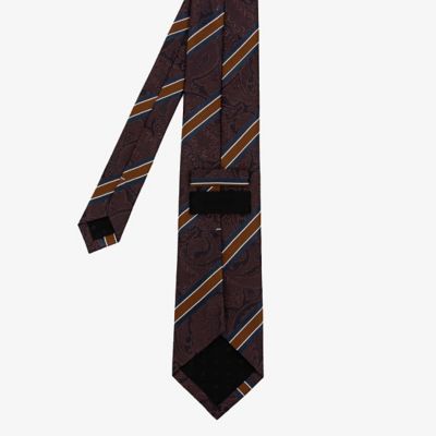 ダーバン D'URBAN ボルドーボタニカルペーズリーストライプ