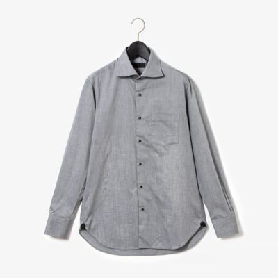 getznerミニチェックドレスシャツ（ワイドカラー