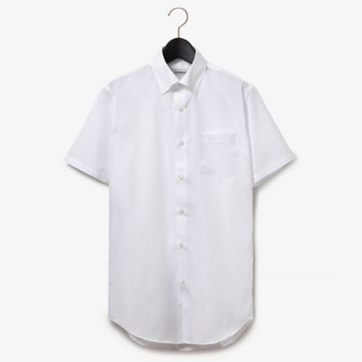 D&rsquo;URBAN (Men)/ダーバン ダーバン　Ｄ&rsquo;ＵＲＢＡＮ　ホワイトブロードドレスシャツ（形態安定）（スナップダウン）（ショートスリーブ）（４８０６２２２３５１）