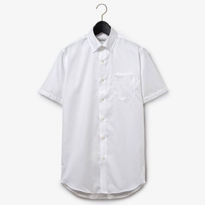 D&rsquo;URBAN (Men)/ダーバン ダーバン　Ｄ&rsquo;ＵＲＢＡＮ　ホワイトドビー小紋ドレスシャツ（形態安定）（スナップダウン）（ショートスリーブ）（４８０６２２２３５２）