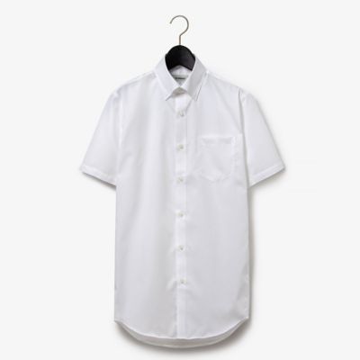 D&rsquo;URBAN (Men)/ダーバン ダーバン　Ｄ&rsquo;ＵＲＢＡＮ　ホワイトドビーストライプドレスシャツ（形態安定）（スナップダウン）（ショートスリーブ）（４８０６２２２３５３）