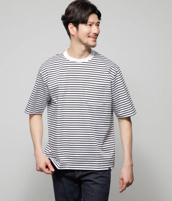 ＜NEWYORKER (Men)＞ＮＹ　ＣＡＲＥ　ＦＲＥＥ　ボーダー　半袖クルーネックＴシャツ（２０２４１５６１２５５３）