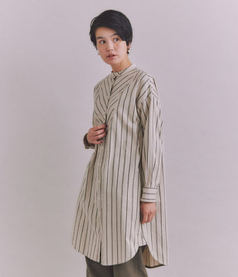 Organic Cotton Stripe ブザムシャツワンピース 