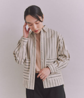 ＜SIPULI (Women)＞Ｏｒｇａｎｉｃ　Ｃｏｔｔｏｎ　Ｓｔｒｉｐｅ　ビッグポケットシャツ（２０２４３７６１３０２４）