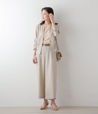 meer. クロスボリュームパンツ リネンライククロス タックガウチョパンツ