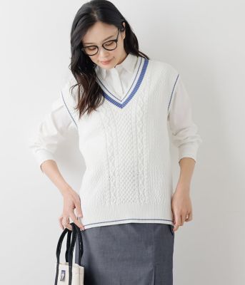 mame kurogouchi ウォッシャブルリネンニットベスト